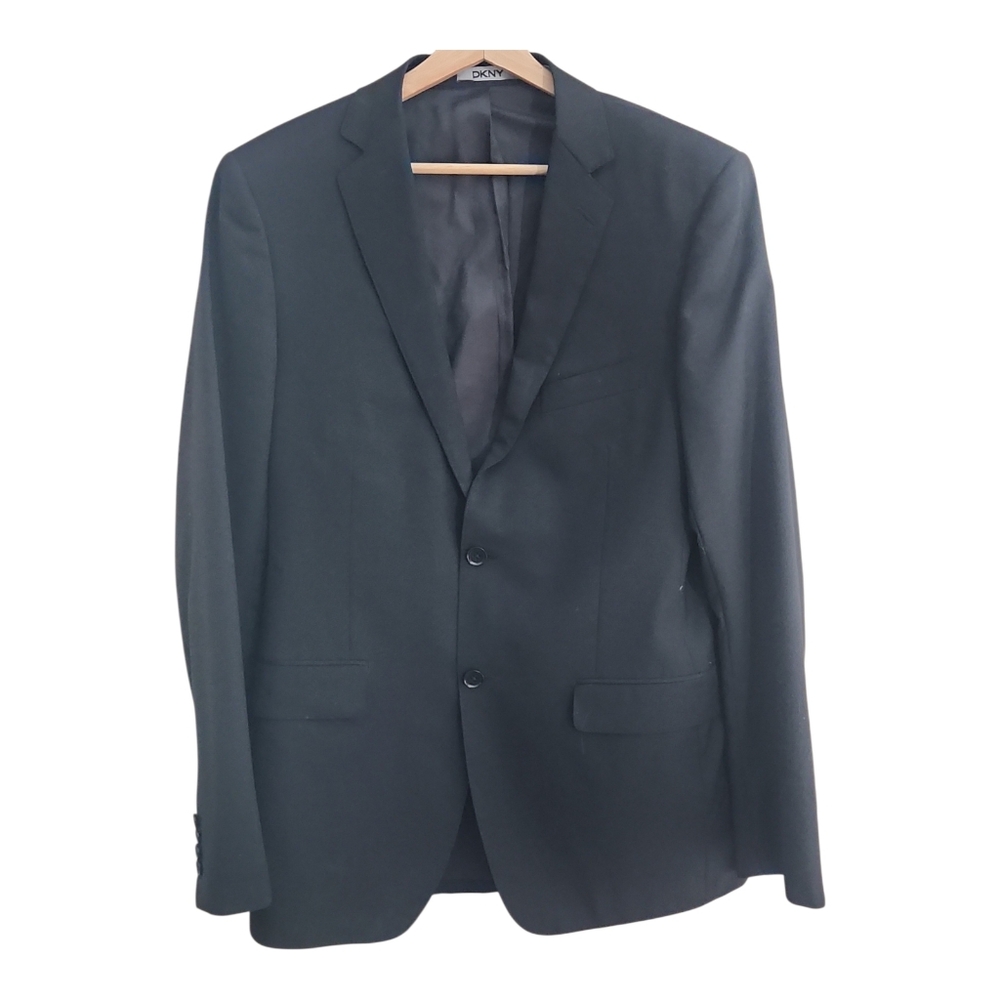 DKNY 2 Button Black 100% Wool Blazer Suit Coat Jacket Men's Size 40L